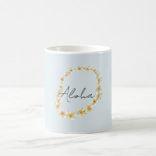 Blue Aloha Plumeria Flower Lei Coffee Mug