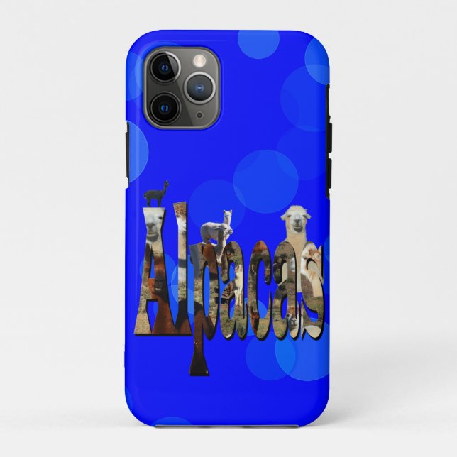 Blue Alpaca Logo Name With Alpacas,   Case-Mate iPhone Case (Back)