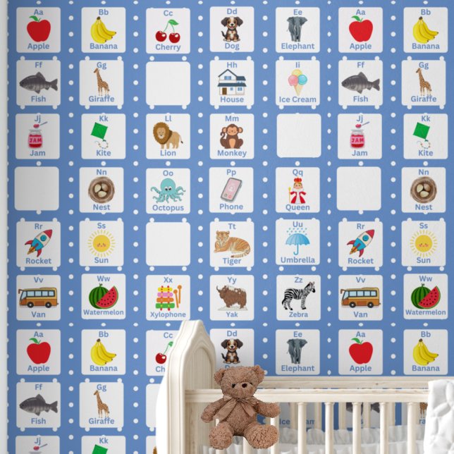 Blue Alphabet ABC Kids Pattern Wallpaper (Creator Uploaded)