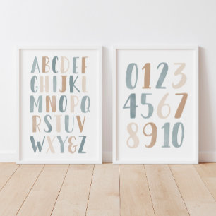 Blue Alphabet and Numbers Educational Classroom