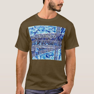 Blue alphabet calligraphy T-Shirt