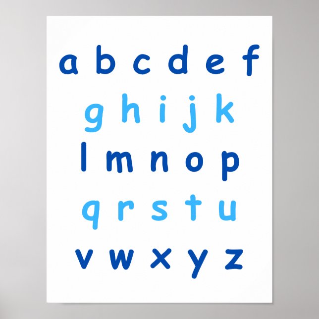 Blue Alphabet Lowercase Letters Teacher Kids Room Poster (Front)