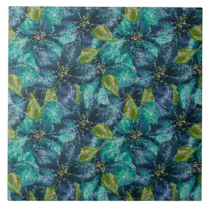 Blue Amaryllis Flowers Ceramic Tile