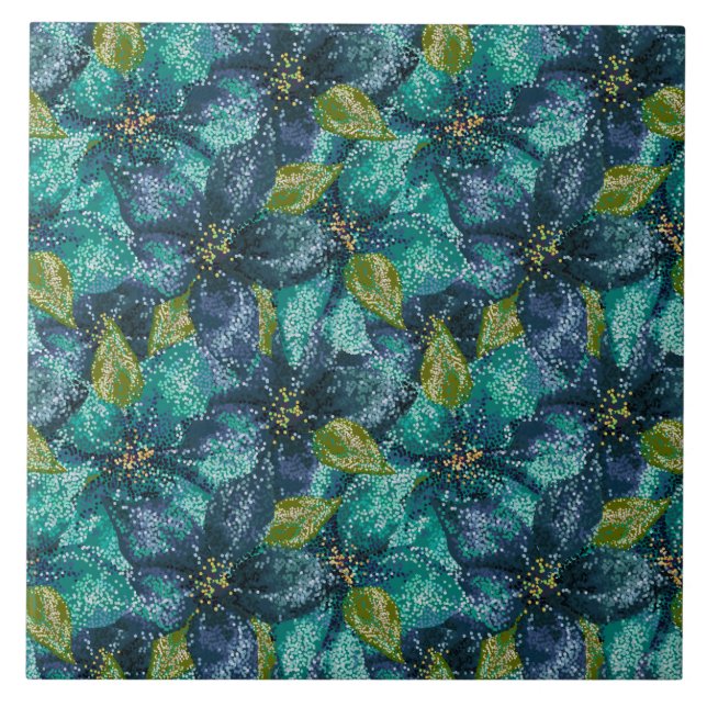 Blue Amaryllis Flowers Ceramic Tile (Front)