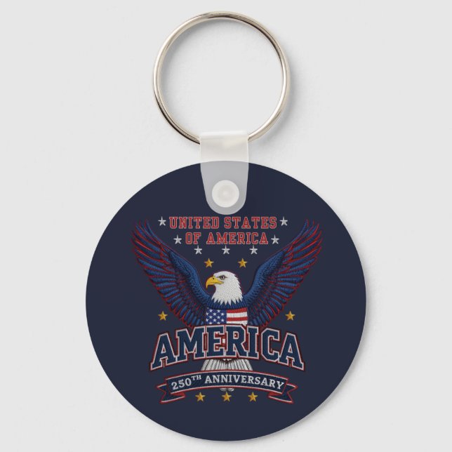 Blue America 250th Anniversary Business QR Code  Key Ring (Front)