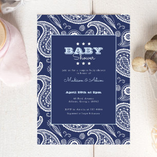 Blue American Bandanna Baby Shower Invitation