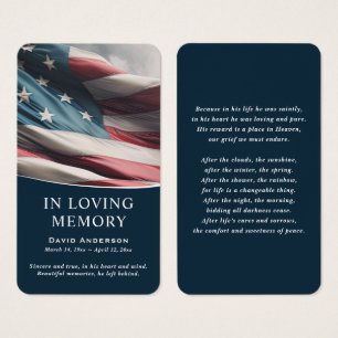 Blue American Flag Memorial Prayer Cards