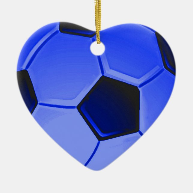 Blue American Soccer or Association Football Ceramic Ornament (Front)