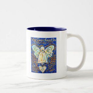 Blue & Gold Cancer Angel - Large Two-Tone Coffee Mug