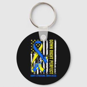 Blue & yellow down right perfect down syndrome key ring