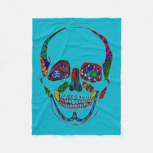Blue Anatomical Sugar Skull Mosaic Fleece Blanket