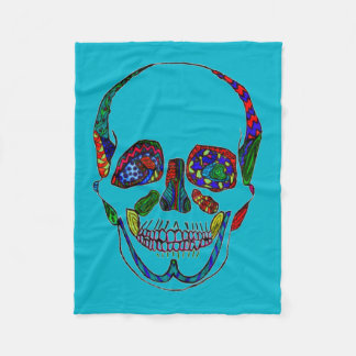 Blue Anatomical Sugar Skull Mosaic Fleece Blanket