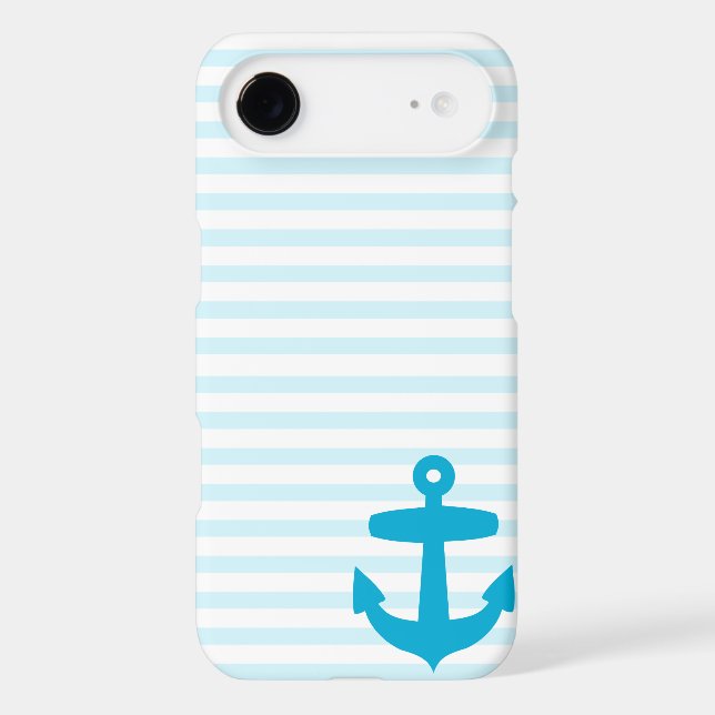 Blue Anchor and Light Blue Sailor Stripes Case-Mate iPhone Case (Back)