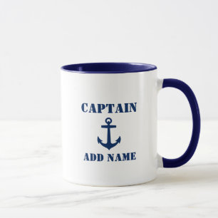 Blue Anchor Captain Add Name or Boat Name Combo Mug