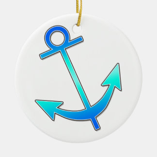 Blue Anchor Ceramic Ornament