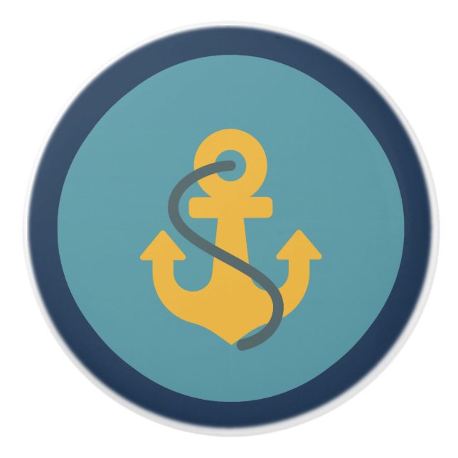 Blue, Anchor, Coastal Living Design Ceramic Knob (Front)