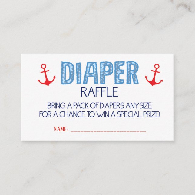 Blue Anchor Diaper Raffle Ticket Enclosure Card (Front)