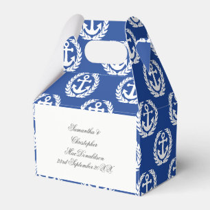 Blue anchor nautical themed wedding favour box