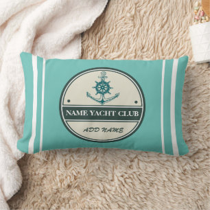 Blue Anchor Nautical Welcome yacht sailing Boat Lumbar Cushion