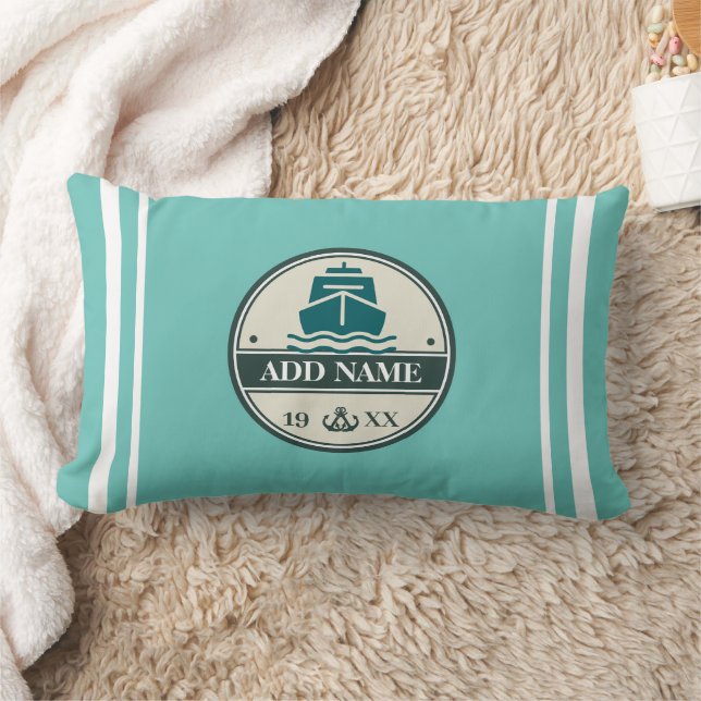 Blue Anchor Nautical Welcome yacht sailing Boat  Lumbar Cushion (Blanket)