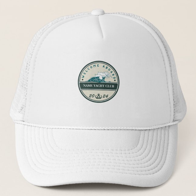 Blue Anchor Nautical Welcome yacht sailing Boat  Trucker Hat (Front)