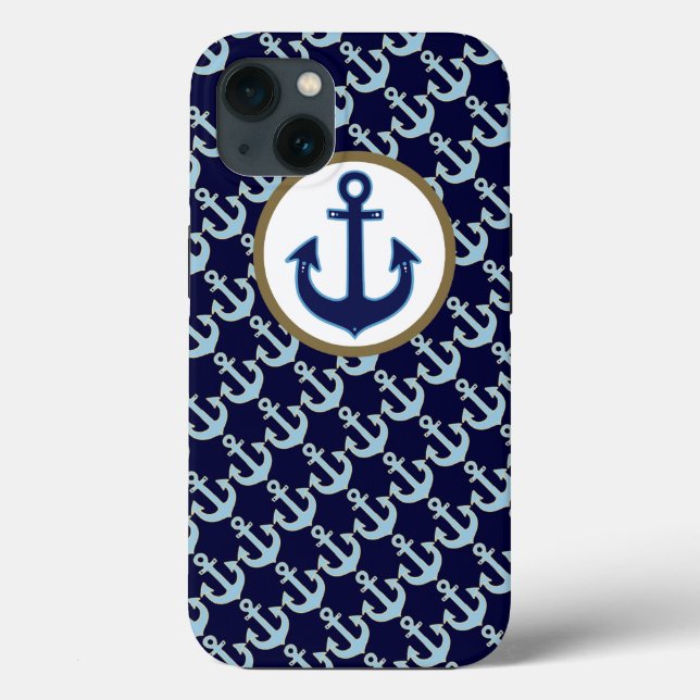 Blue Anchor Navy pattern Case-Mate iPhone Case (Back)