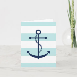 Blue Anchor on Mint Stripes Card