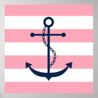 Blue Anchor on Pink Stripes