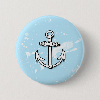 Blue Anchor Paint Splatters - Button