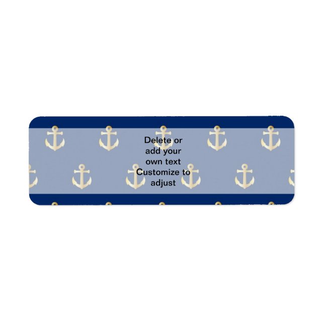 Blue anchor pattern return address label (Front)