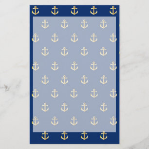 Blue anchor pattern stationery
