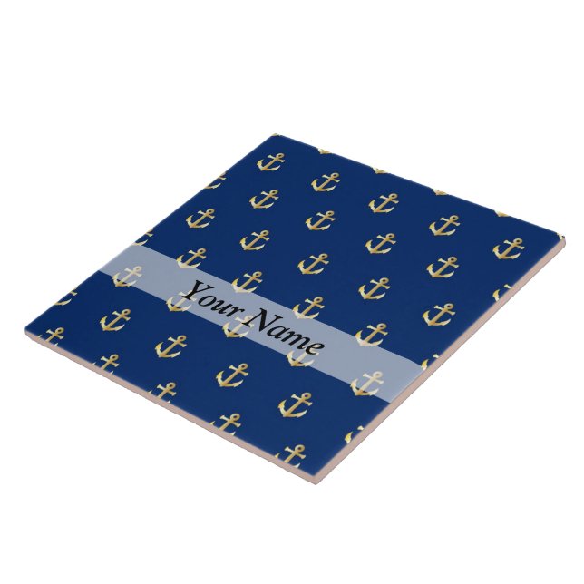 Blue anchor pattern tile (Side)