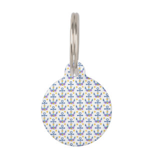 Blue Anchor Purple Seashells Yellow Starfish Pet Tag