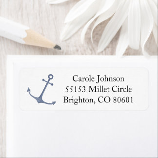Blue Anchor Return Address Label