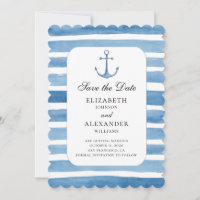 Blue anchor save the date. Nautical yacht wedding