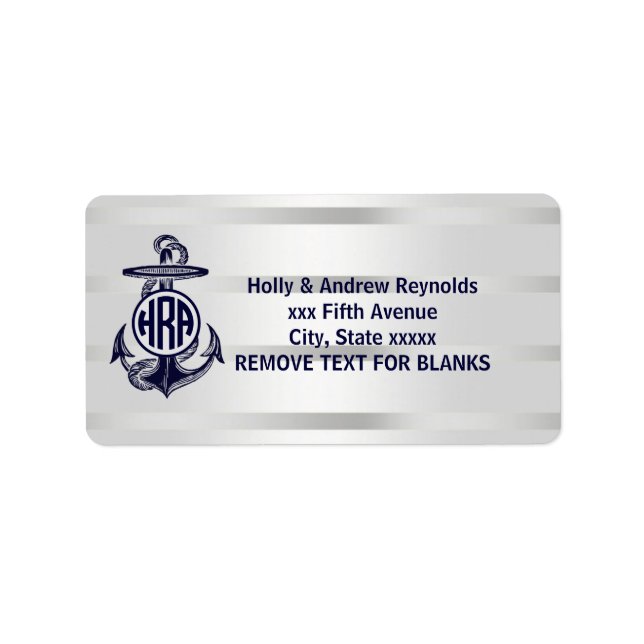 Blue Anchor Silver White Navy Circle Monogram 33 Label (Front)