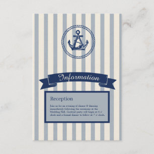 blue Anchor Stripe Maritime Destination Wedding Enclosure Card