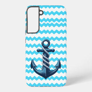 Blue anchor with blue waves samsung galaxy case