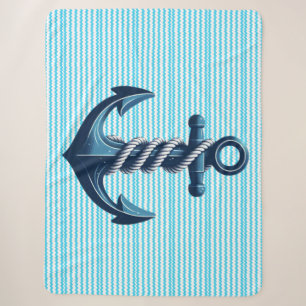 Blue anchor with blue waves sherpa blanket