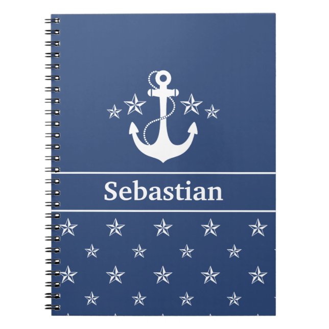 Blue Anchor with Stars Notebook (Front)