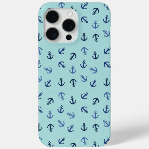 Blue Anchors Pattern iPhone 15 Pro Max Case