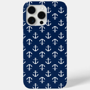 Blue Anchors Pattern iPhone 15 Pro Max Case