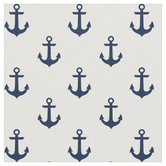 Blue Anchors Pattern Fabric (Close Up)