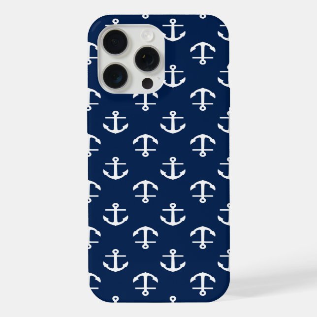 Blue Anchors Pattern iPhone Case (Back)