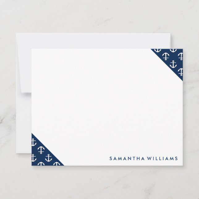 Blue Anchors Pattern Note Cards (Front)