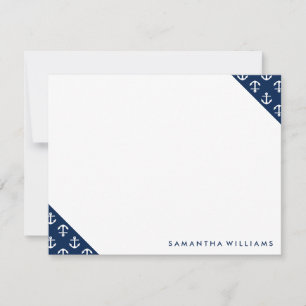 Blue Anchors Pattern Note Cards