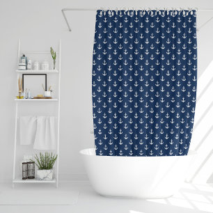 Blue Anchors Pattern Shower Curtain
