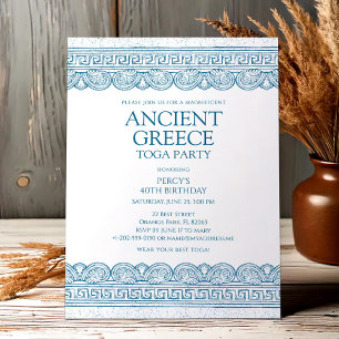 Blue Ancient Greece toga party Invitation