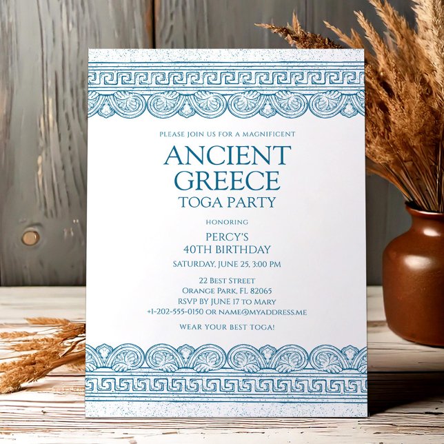 Blue Ancient Greece toga party Invitation (Creator Uploaded)