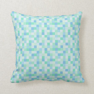 Blue and Aqua Blue Squares Cushion